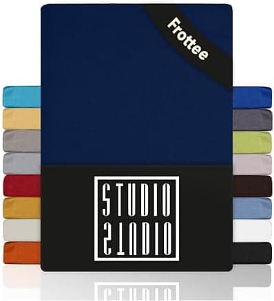 STUDIO Basic Frottee-Spannbettlaken 90 x 200 cm – weiches 80% Baumwolle/20% Polyester, elastisch & bügelfrei, OEKO-TEX f