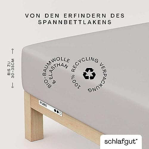 Schlafgut Pure Spannbettlaken 90x200 bis 100x220 cm – 95% Bio-Baumwolle & 5% Elasthan, Oeko-TEX zertifiziert – passend f