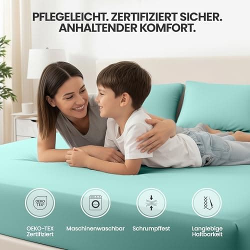 Utopia Bedding 2er-Set Spannbettlaken 140 x 200 cm – OEKO-TEX MADE IN GREEN zertifiziert – 35 cm Tiefe Tasche