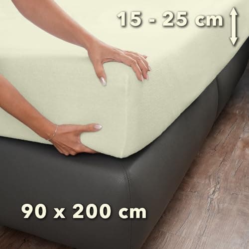 STUDIO Basic Frottee-Spannbettlaken 90 x 200 cm – weiches 80% Baumwolle/20% Polyester, elastisch & bügelfrei, OEKO-TEX f