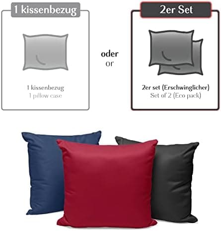2er-Set Kissenbezüge 40 x 80 cm – Renforcé, 100% Baumwolle, superweich mit Reißverschluss, Babyrosa