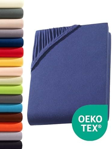 Jersey-Spannbettlaken 100% Baumwolle – 90–100×200 cm, für Matratzen bis 25 cm (Steghöhe bis 23 cm), Beige