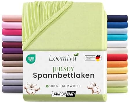 Jersey-Spannbettlaken 100% Baumwolle – 90–100×200 cm, für Matratzen bis 25 cm (Steghöhe bis 23 cm), Beige