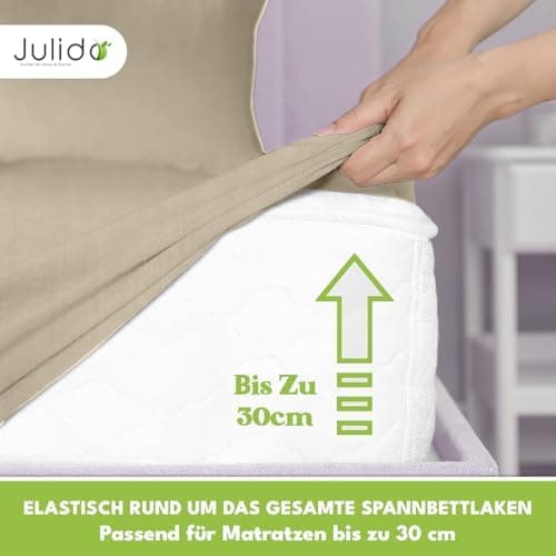 Julido Jersey-Spannbettlaken 140x200 cm – Baumwolle, OEKO-TEX® Standard 100, hautfreundlich & allergikergeeignet, Grün