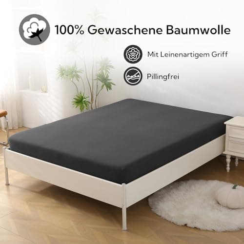 SOULFUL Spannbettlaken 120 x 200 cm (bis 25 cm Matratzenhöhe) – 100% gewaschene Baumwolle, atmungsaktiv & leinenartiger