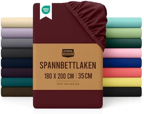 Utopia Bedding Spannbettlaken 180×200 cm – Grau, gebürstete Polyester‑Mikrofaser, OEKO‑TEX zertifiziert