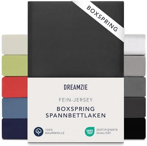 Dreamzie Topper-Spannbettlaken 180×200–200×200 cm – Jersey-Baumwolle 150 g/m², OEKO‑TEX STANDARD 100, extra niedrige Sei