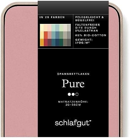 Schlafgut Pure Spannbettlaken 90x200 bis 100x220 cm – 95% Bio-Baumwolle & 5% Elasthan, Oeko-TEX zertifiziert – passend f