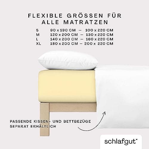 Schlafgut Pure Spannbettlaken 90x200 bis 100x220 cm – 95% Bio-Baumwolle & 5% Elasthan, Oeko-TEX zertifiziert – passend f