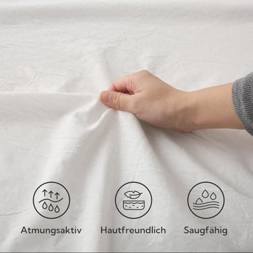 SOULFUL Spannbettlaken 120 x 200 cm (bis 25 cm Matratzenhöhe) – 100% gewaschene Baumwolle, atmungsaktiv & leinenartiger
