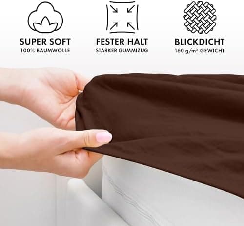 Jacobson Jersey-Spannbettlaken aus Baumwolle – OEKO-TEX STANDARD 100, 180x200–200x200 cm, Weiß