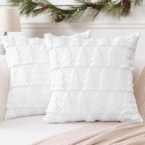 Artscope 2er-Set Kissenbezüge (40x40 cm) – weicher Kurzplüsch Wollsamt, Schneeflocke Creme Beige