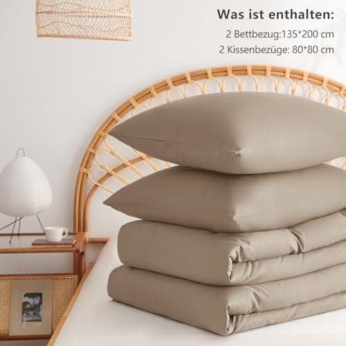 WAVVE Bettwäsche 135x200 – 4‑teiliges Mikrofaser‑Set Anthrazit (inkl. 2×80×80 cm Kissenbezüge) mit Reißverschluss, OEKO‑