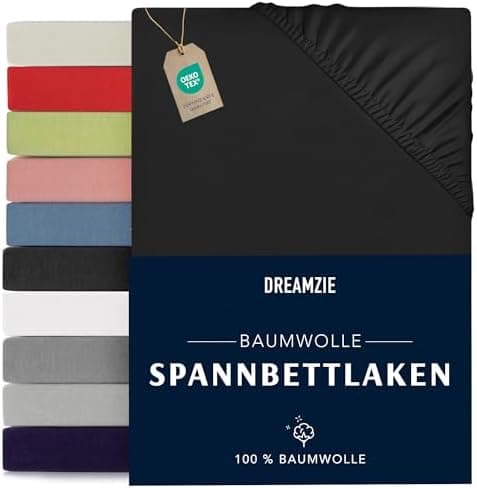 Dreamzie Spannbettlaken 90x190/200 cm – 100% Jersey‑Baumwolle, OEKO‑TEX STANDARD 100