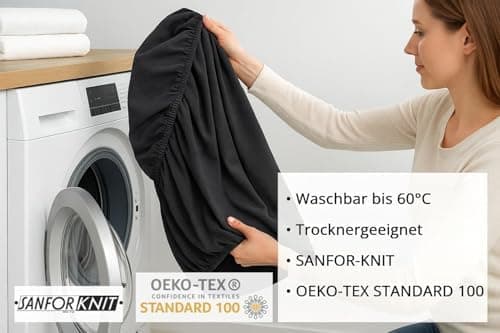 EXKLUSIV HEIMTEXTIL Jersey-Spannbettlaken 90–100 x 200 cm, bis 25 cm Matratzenhöhe – 100% Baumwolle, Öko‑Tex zertifizier