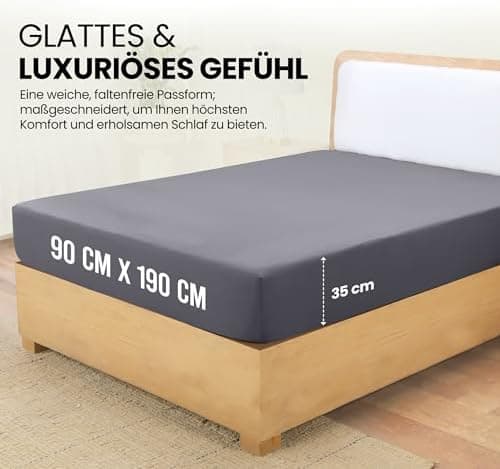 Utopia Bedding Spannbettlaken 180×200 cm – Grau, gebürstete Polyester‑Mikrofaser, OEKO‑TEX zertifiziert