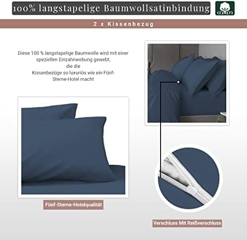 Pizuna Kissenbezüge 2er-Pack 40 x 80 cm Dunkelblau – 100% Langstapel-Baumwolle, 400 Fadenzahl