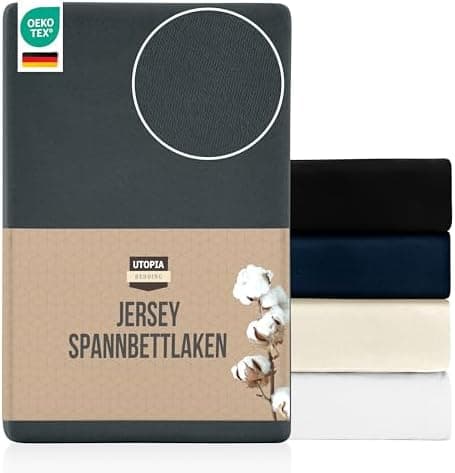 Utopia Bedding Jersey-Spannbettlaken 120 x 200 cm (25 cm) – Anthrazit, Baumwollmischung