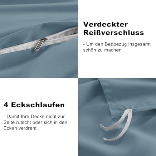 WAVVE Bettwäsche 135x200 – 4‑teiliges Mikrofaser‑Set Anthrazit (inkl. 2×80×80 cm Kissenbezüge) mit Reißverschluss, OEKO‑