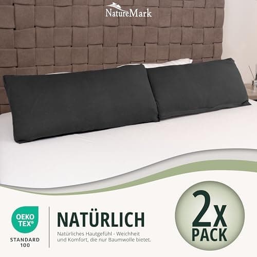 NatureMark Jersey Kissenbezüge – weich & atmungsaktiv, hautfreundlich – 40x40 cm, Anthrazit