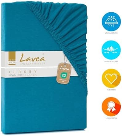 Lavea Spannbettlaken 120x200 cm – atmungsaktives Baumwoll‑Jersey, passend für Matratzen bis 20 cm (Mittelgrau)