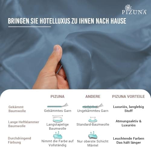 Pizuna Kissenbezüge 2er-Pack 40 x 80 cm Dunkelblau – 100% Langstapel-Baumwolle, 400 Fadenzahl