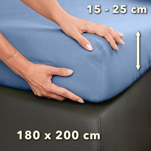 STUDIO Basic Spannbettlaken 200×220 cm – Jersey aus 100% gekämmter Baumwolle, elastisch & bügelfrei, passend für Matratz