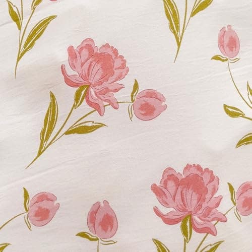 Bettwäsche 135x200 Blumen – Mikrofaser Renforcé, weich & pflegeleicht, Weiß/Rosa Aesthetic Wendebettwäsche 2-teilig mit