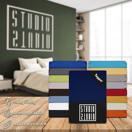 STUDIO Basic Spannbettlaken 200×220 cm – Jersey aus 100% gekämmter Baumwolle, elastisch & bügelfrei, passend für Matratz