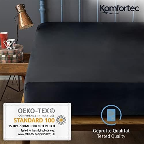 Komfortec Spannbettlaken 90x200 cm Jersey-Baumwolle – OEKO-TEX® Standard 100, Rundumgummizug für perfekte Passform, Weiß