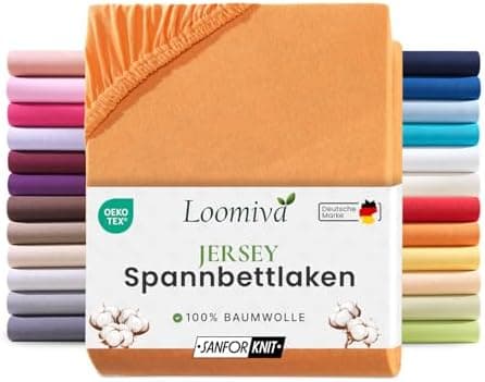 Jersey-Spannbettlaken 100% Baumwolle – 90–100×200 cm, für Matratzen bis 25 cm (Steghöhe bis 23 cm), Beige