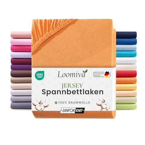 Jersey-Spannbettlaken 100% Baumwolle – 90–100×200 cm, für Matratzen bis 25 cm (Steghöhe bis 23 cm), Beige