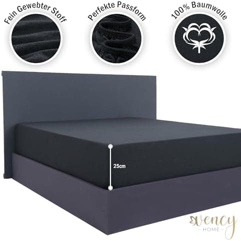 Vency Spannbettlaken 90x200 cm (bis 25 cm Matratzenhöhe) – 100% Baumwolle, Weiß