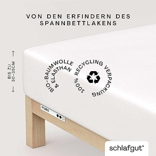 Schlafgut Pure Spannbettlaken 90x200 bis 100x220 cm – 95% Bio-Baumwolle & 5% Elasthan, Oeko-TEX zertifiziert – passend f