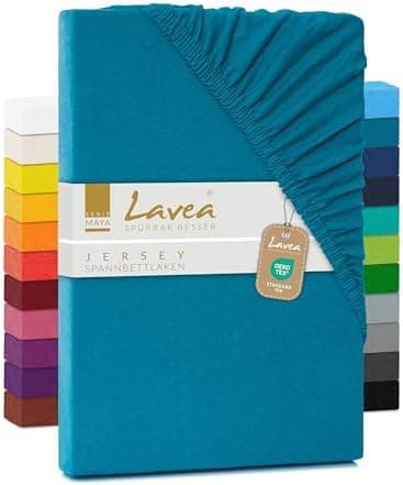 Lavea Spannbettlaken 120x200 cm – atmungsaktives Baumwoll‑Jersey, passend für Matratzen bis 20 cm (Mittelgrau)