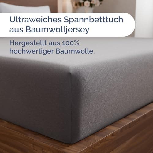 Spannbettlaken Jersey 140x200 cm – 100% Baumwolle, weich & atmungsaktiv – Rundumgummi für Matratzen bis 30 cm & Boxsprin