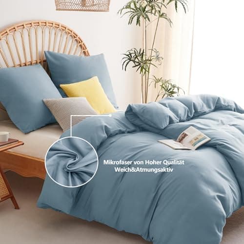 WAVVE Bettwäsche 135x200 – 4‑teiliges Mikrofaser‑Set Anthrazit (inkl. 2×80×80 cm Kissenbezüge) mit Reißverschluss, OEKO‑