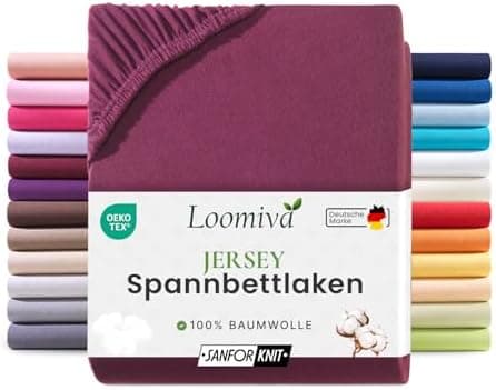Jersey-Spannbettlaken 100% Baumwolle – 90–100×200 cm, für Matratzen bis 25 cm (Steghöhe bis 23 cm), Beige