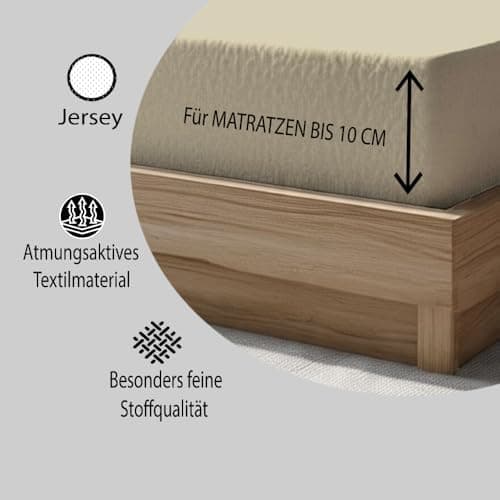 120x200 cm Jersey-Spannbettlaken – 100% Baumwolle, Weiß