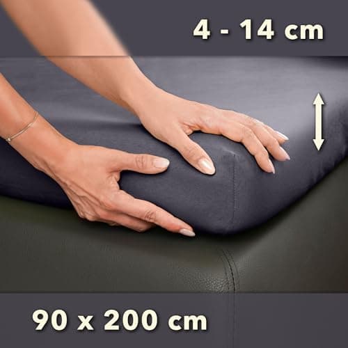 STUDIO Basic Spannbettlaken 200×220 cm – Jersey aus 100% gekämmter Baumwolle, elastisch & bügelfrei, passend für Matratz