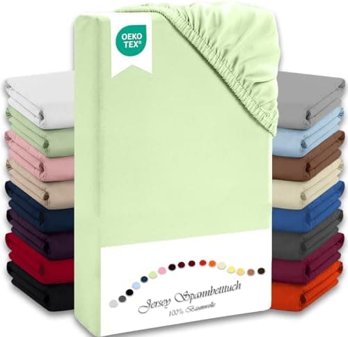 Julido Jersey-Spannbettlaken 140x200 cm – Baumwolle, OEKO-TEX® Standard 100, hautfreundlich & allergikergeeignet, Grün