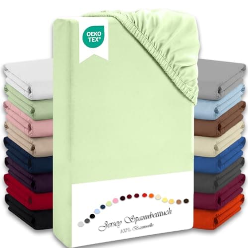 Julido Jersey-Spannbettlaken 140x200 cm – Baumwolle, OEKO-TEX® Standard 100, hautfreundlich & allergikergeeignet, Grün