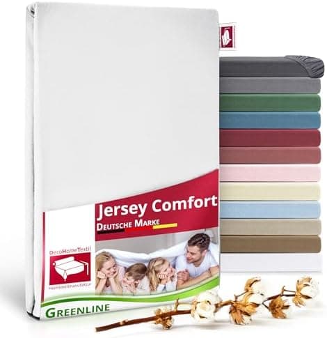 Greenline Spannbettlaken Premium Jersey – 100% Baumwolle, Champagner, 180–200x200 cm, bis 30 cm (auch für Boxspringbette