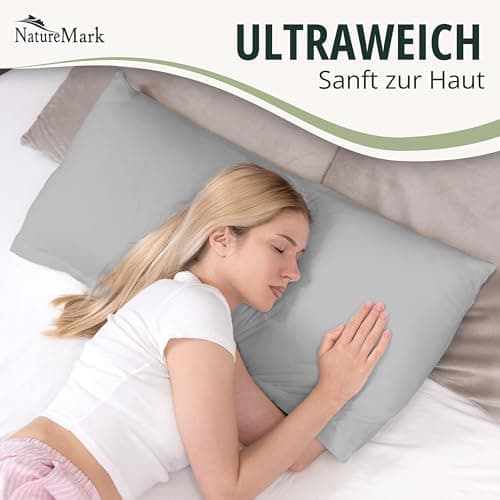 NatureMark Jersey Kissenbezüge – weich & atmungsaktiv, hautfreundlich – 40x40 cm, Anthrazit