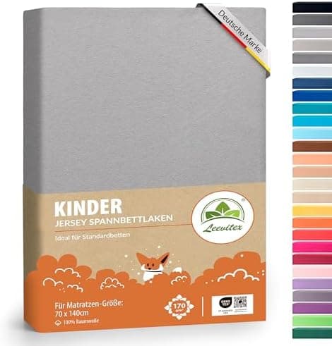 leevitex® Spannbettlaken 180x200–200x200 cm | 100% Jersey-Baumwolle | für Matratzen bis 25 cm