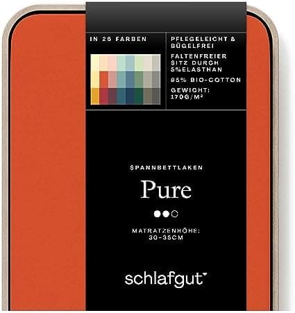 Schlafgut Pure Spannbettlaken 90x200 bis 100x220 cm – 95% Bio-Baumwolle & 5% Elasthan, Oeko-TEX zertifiziert – passend f