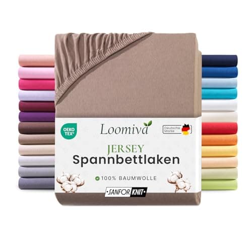Jersey-Spannbettlaken 100% Baumwolle – 90–100×200 cm, für Matratzen bis 25 cm (Steghöhe bis 23 cm), Beige