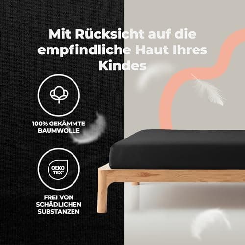 Soft Dream Spannbettlaken 90x200 cm Dunkelgrau – 100% gekämmte Baumwolle Jersey – für Kinder- & Juniorbett