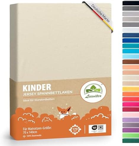 leevitex® Spannbettlaken 180x200–200x200 cm | 100% Jersey-Baumwolle | für Matratzen bis 25 cm