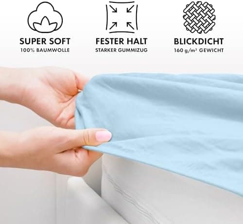Jacobson Jersey-Spannbettlaken aus Baumwolle – OEKO-TEX STANDARD 100, 180x200–200x200 cm, Weiß
